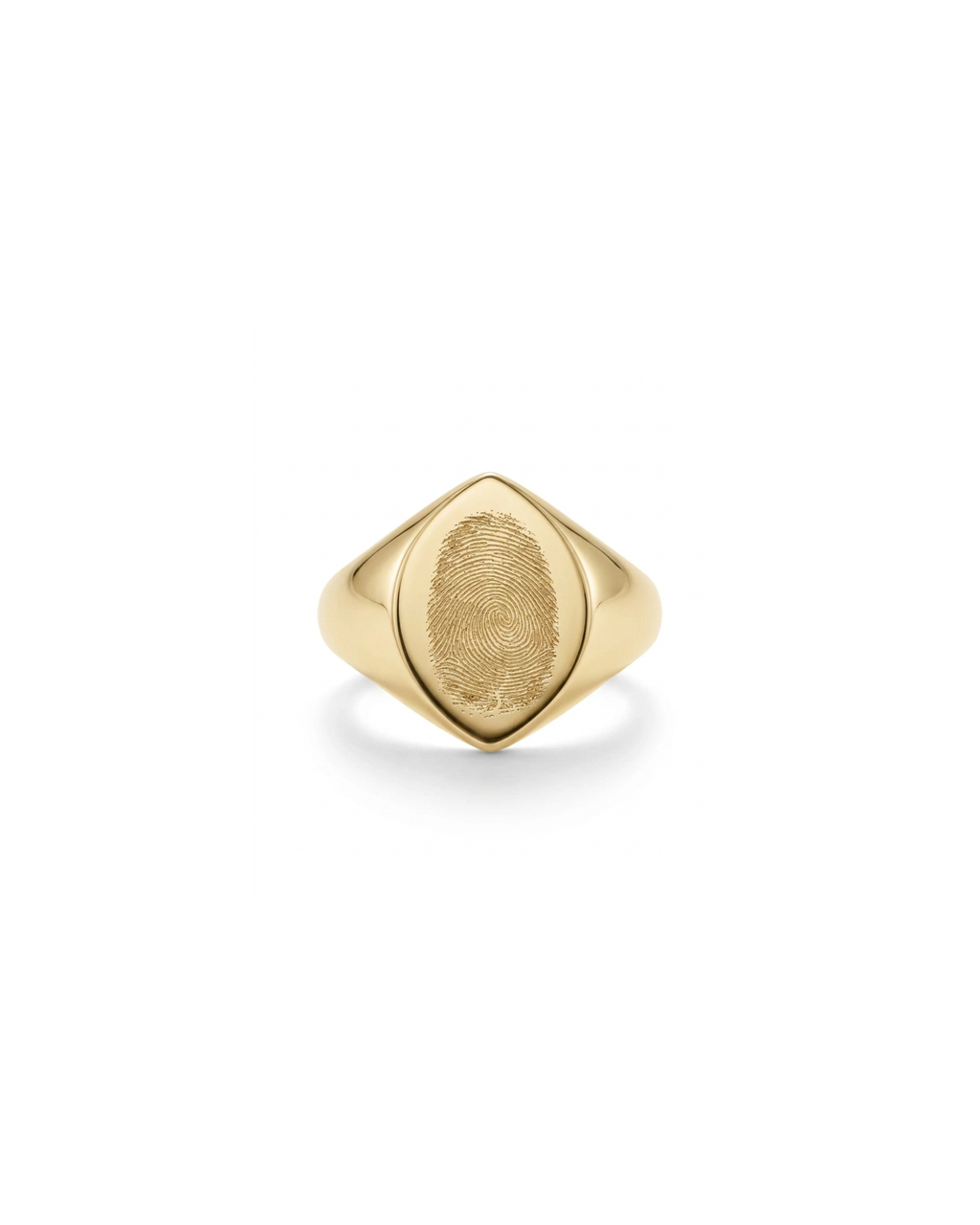 18K gold marquise signet ring, personalised imprint