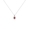Scarlet Ruby Halo Pendant Necklace