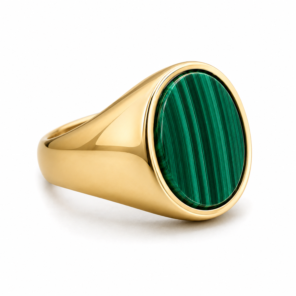 Malachite Signet Ring — 18k Gold