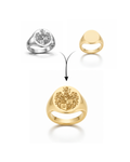 18K gold family crest oval signet ring, hand-engraved